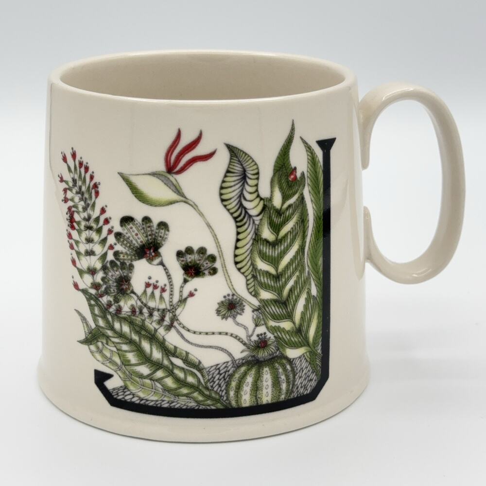 Balducci for Anthropologie Monogram J Letter Jumbo Mug Coffee Tea Botanical
